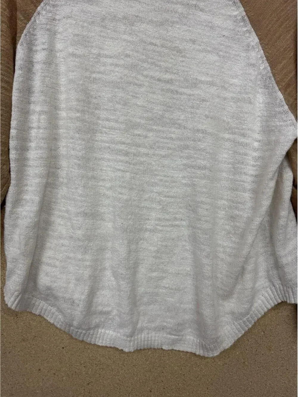 (RFB3) J Crew Womens XXL Sweater Cream Tan Colorblock Raglan Lightweight Knit
